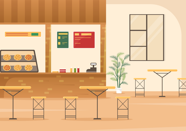 Empty Italian cafe  Illustration