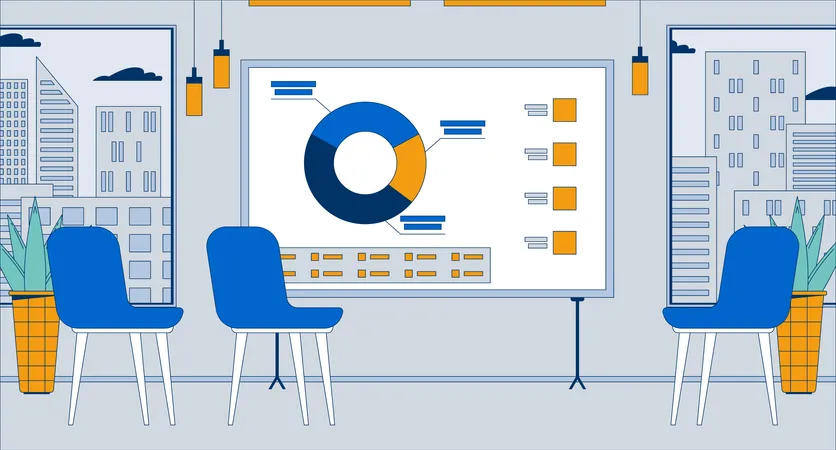 Empty lecture room charts presentation board  Illustration