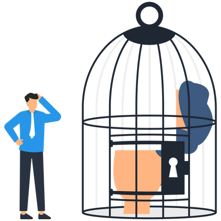Empty mind inside the cage  Illustration