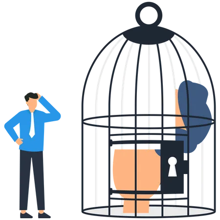 Empty mind inside the cage  Illustration