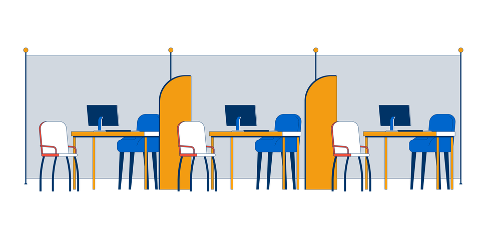 Empty modern office workstations with dividers  Illustration