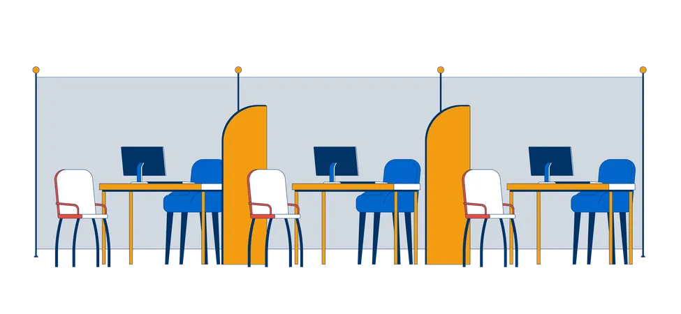 Empty modern office workstations with dividers  Illustration