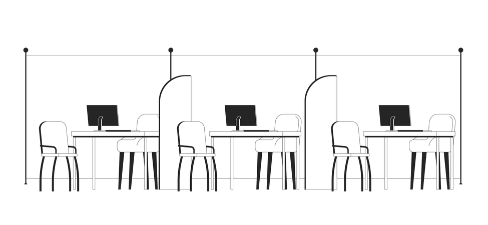 Empty modern office workstations with dividers  Illustration