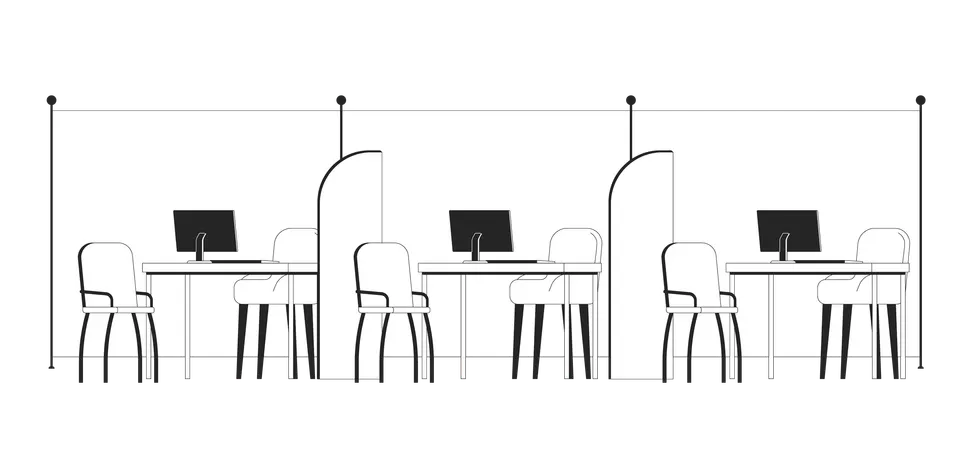 Empty modern office workstations with dividers  Illustration