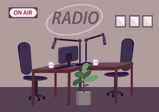 Empty radio studio Illustration