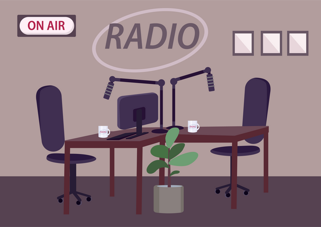 Empty radio studio  Illustration