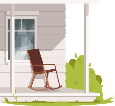 Empty Rocking Chair At Farmhouse  Illustration