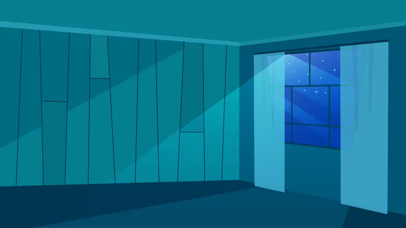 Empty room in moonlight rays Illustration
