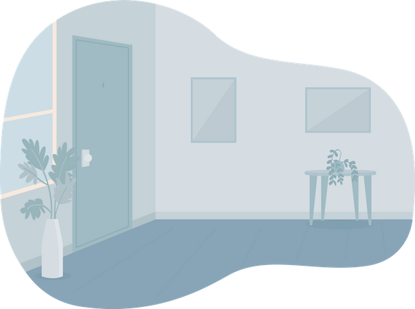 Empty room with closed door  Illustration