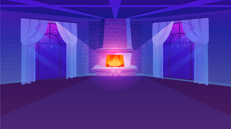 Empty room with fireplace  Illustration