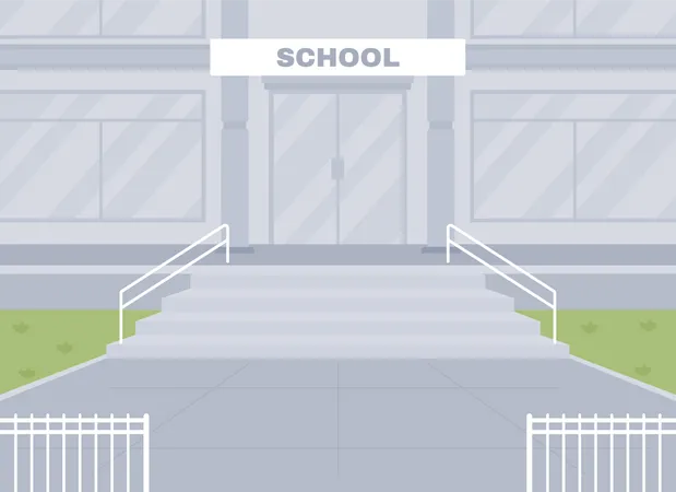 Empty school entrance  Illustration