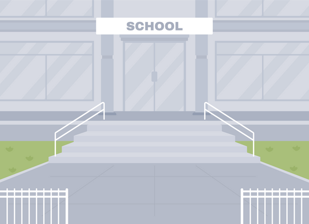 Empty school entrance  Illustration