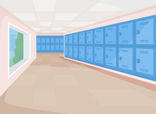 Empty school passageway Illustration