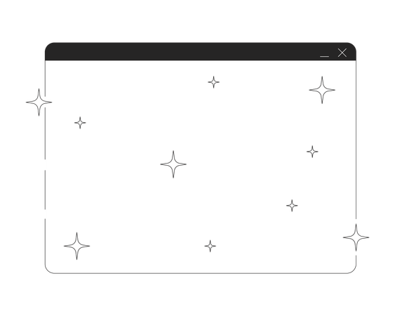 Empty software interface with sparkles  Illustration