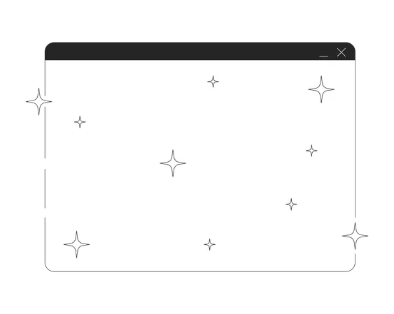 Empty software interface with sparkles  Illustration