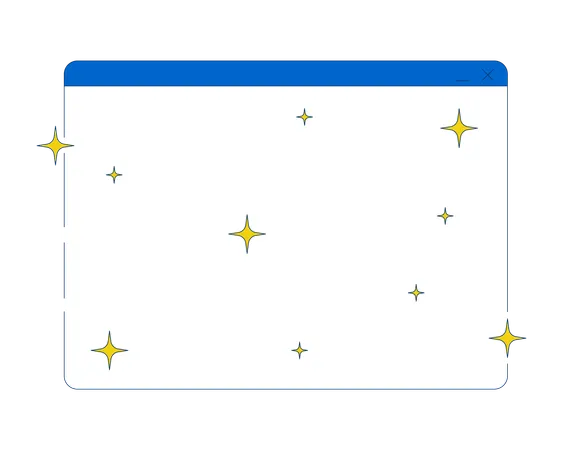 Empty software interface with sparkles  Illustration