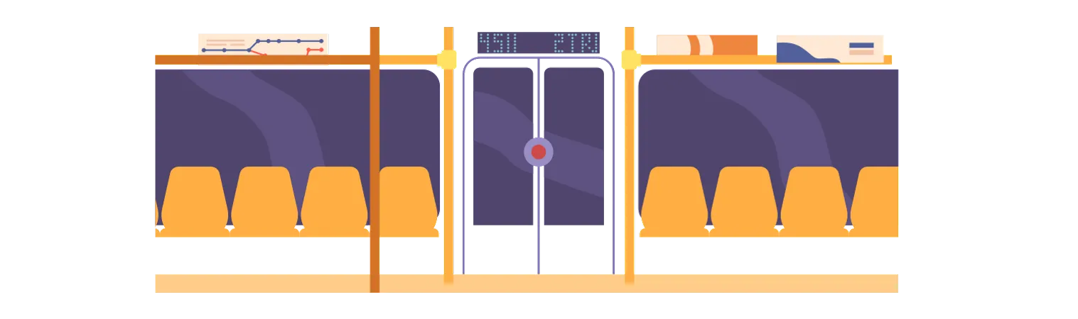 Empty Subway Train with Door  Illustration