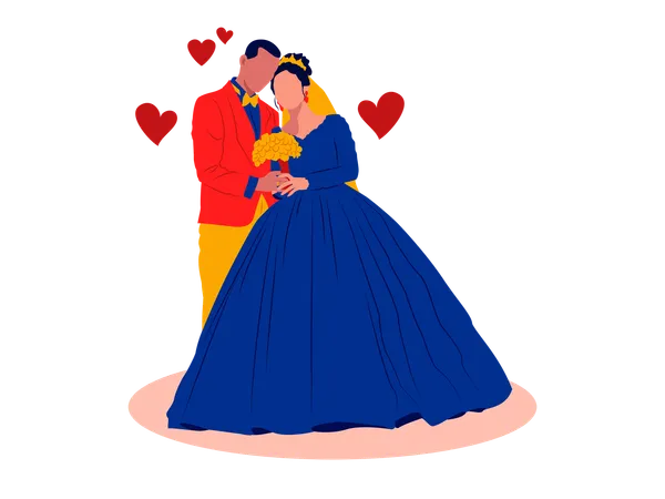 Encantadora pareja de novios  Illustration