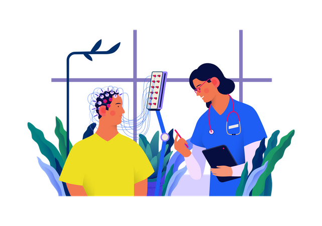 Encephalography procedure  Illustration