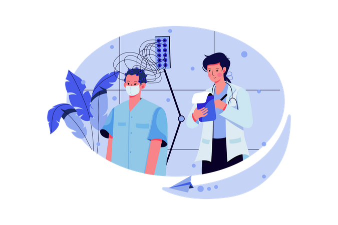 Encephalography procedure  Illustration