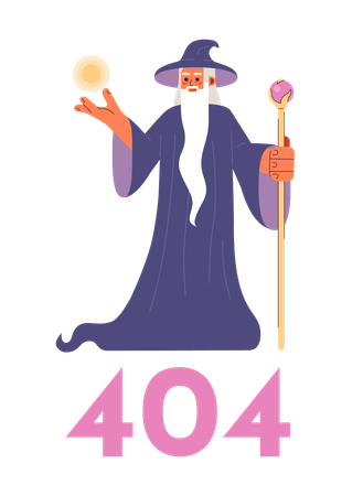 Enchanter doing magic tricks error 404  Illustration