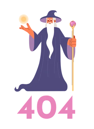 Enchanter Doing Magic Tricks Error 404 Flash Message Man Skilled In Magic Empty State Ui Design Page Not Found Popup Cartoon Image Vector Flat Illustration Concept On White Background Illustration