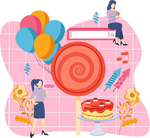 Encomendar bolo de aniversário online  Ilustração