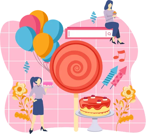 Encomendar bolo de aniversário online  Ilustração