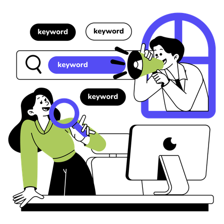 Encontrar palavras-chave SEO para site  Ilustração