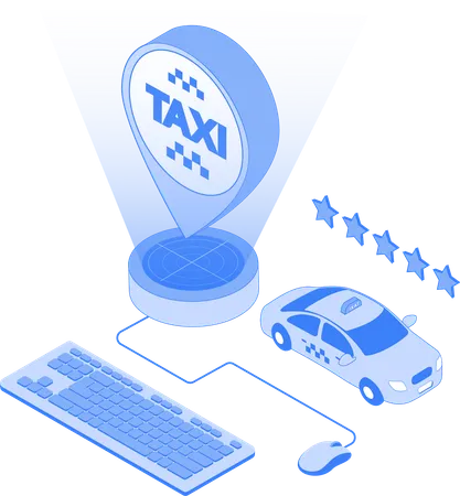 Encontrar ubicación de taxi en línea  Ilustración