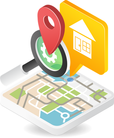 Encontre a localização da casa no mapa  Ilustração