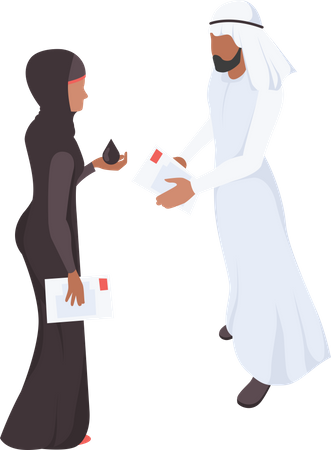 Encontro árabe de homem e mulher  Ilustração