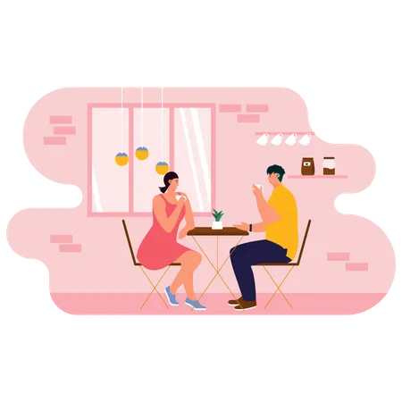 Reunião de casal em cafeteria  Ilustração