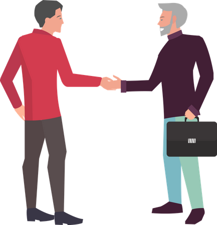 Reunião de dois empresários e aperto de mão de acordo  Ilustração