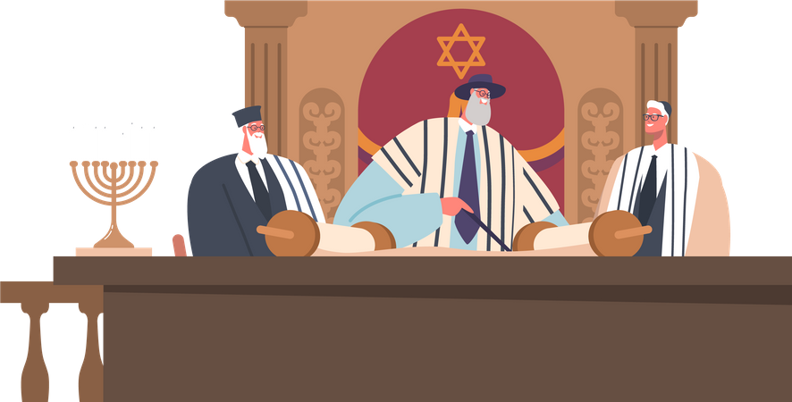 Reunião religiosa na sinagoga  Ilustração