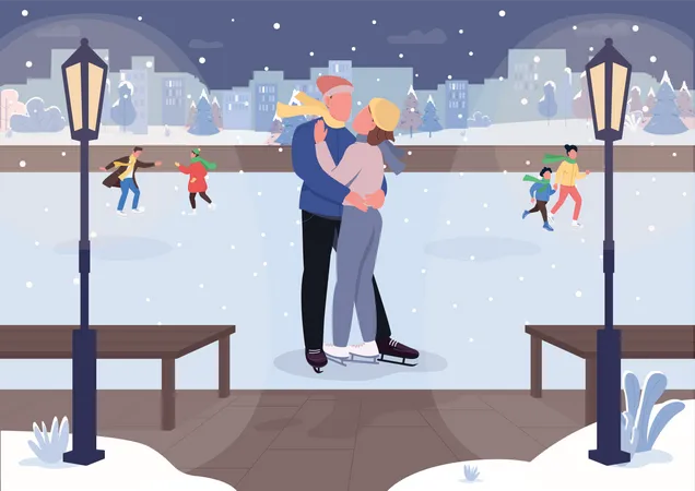 Encontro romântico de inverno  Ilustração