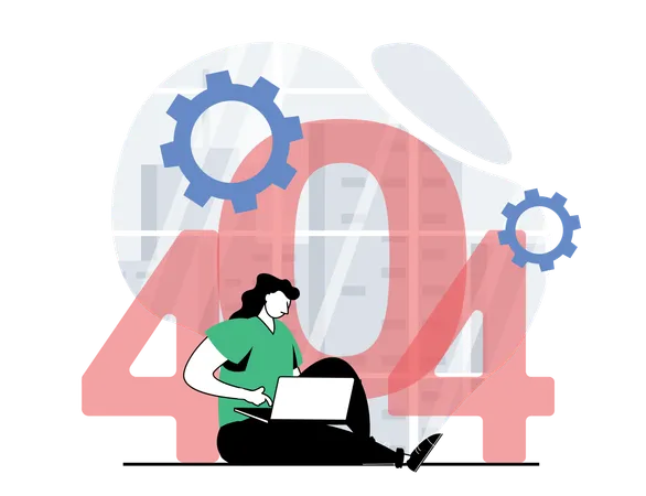 Técnico encontra erro 404  Ilustração