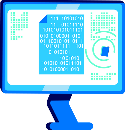 Encrypted document on computer screen Illustration