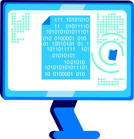 Encrypted document on computer screen  Illustration