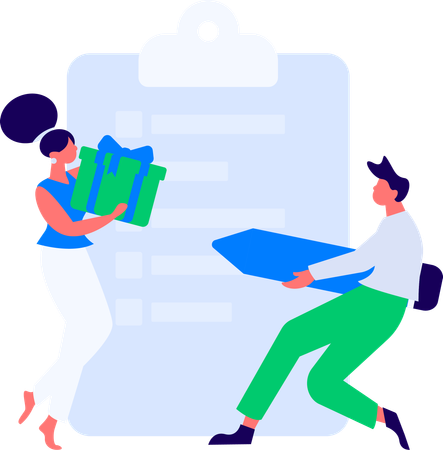 Encuesta de niño con cliente  Illustration