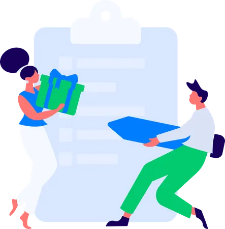 Encuesta de niño con cliente  Illustration