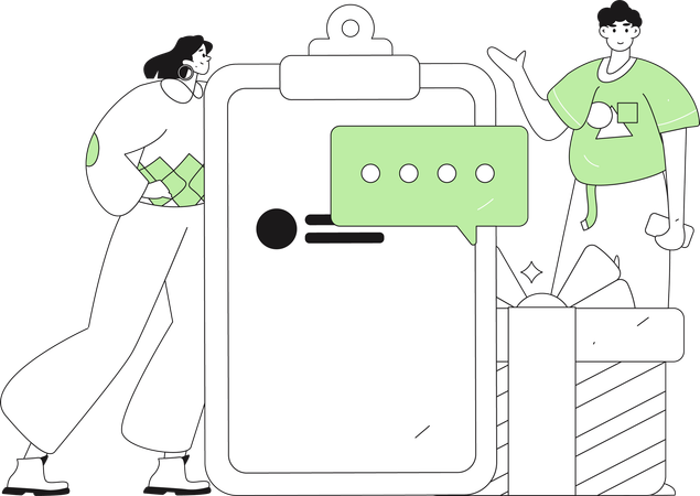 Encuesta de niño con cliente  Illustration