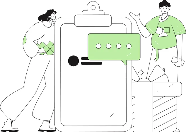 Encuesta de niño con cliente  Illustration