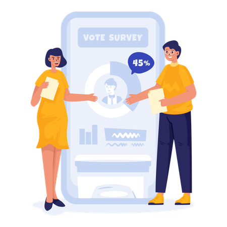 Encuesta de votación en línea para un recuento rápido de los resultados de las elecciones  Ilustración