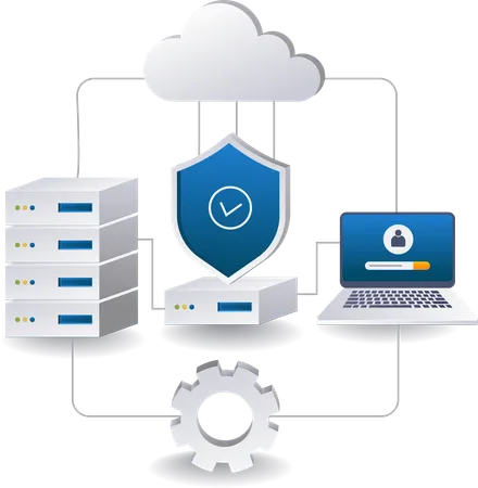 End point security data cloud server management  Illustration