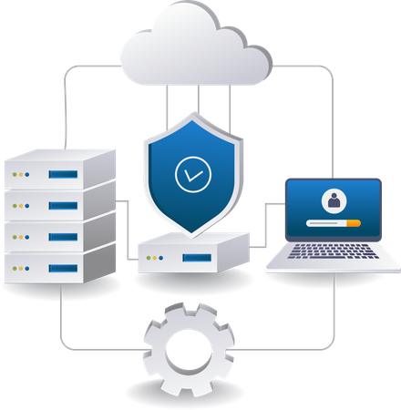 End point security data cloud server management  Illustration