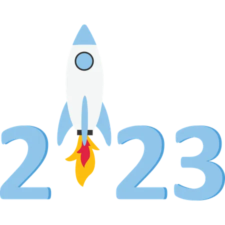 End Year 2023 Economic Recovery Calendar Year Number 2023 With Rocket On Number One Illustration