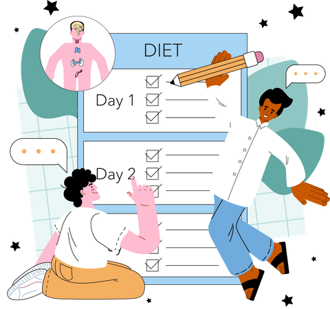 Endocrinologist making diet list  Illustration