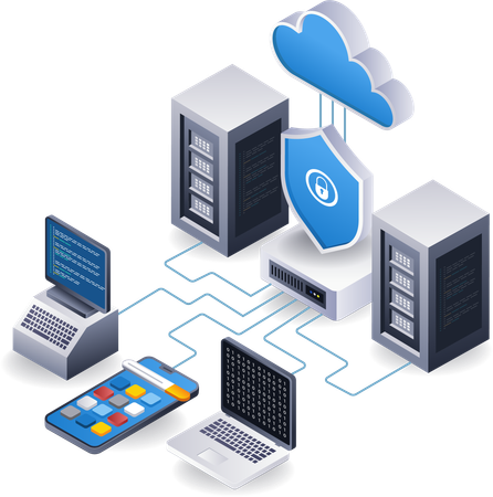 Endpoint data security cloud server application technology  Illustration