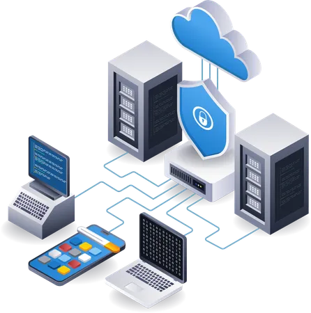 Endpoint data security cloud server application technology  Illustration